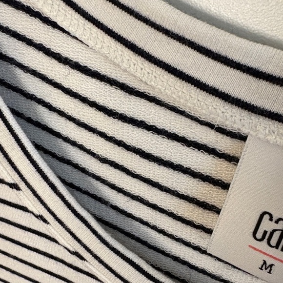 CAbi Women's Black and White Striped French Terry Top - Picture 6 of 6